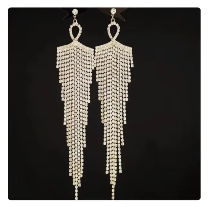 Earrings for women crystal oorbellen hangers statement chain pendientes largos ear circle tassel trendy geometric Euro-American