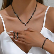 Bridal Shining Crystal Jewelry Set Rhinestone Exquisite Earrings Bracelet Luxury Necklace Women