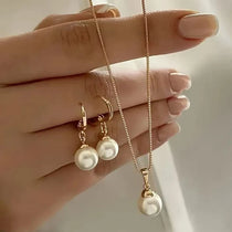 '2 Pieces Of Round Pearl Jewelry Set, Earrings, Pendants, Necklaces, Ladies' Exquisite And Fashionable Wedding Jewelry Set,Gifts