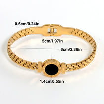 Fashion Bracelet For Women Black Acrylic Stainless Steel Couple Bracelet Carved Roman Numerals Girl Gift Hot Jewelry