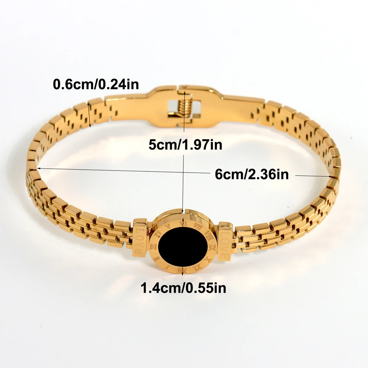 Fashion Bracelet For Women Black Acrylic Stainless Steel Couple Bracelet Carved Roman Numerals Girl Gift Hot Jewelry