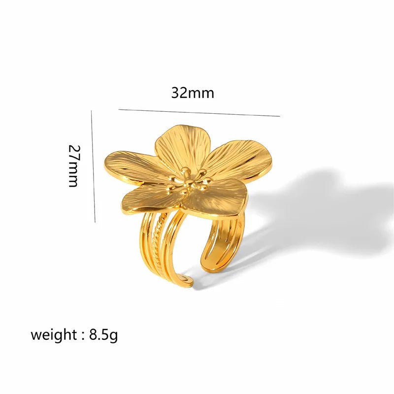 New Flower Ring for Women Simple Temperament Party Fashion Trendy Charm Waterproof Jewelry Gifts Wholesale Secondary image