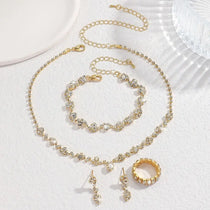 Bridal Shining Crystal Jewelry Set Rhinestone Exquisite Earrings Bracelet Luxury Necklace Women