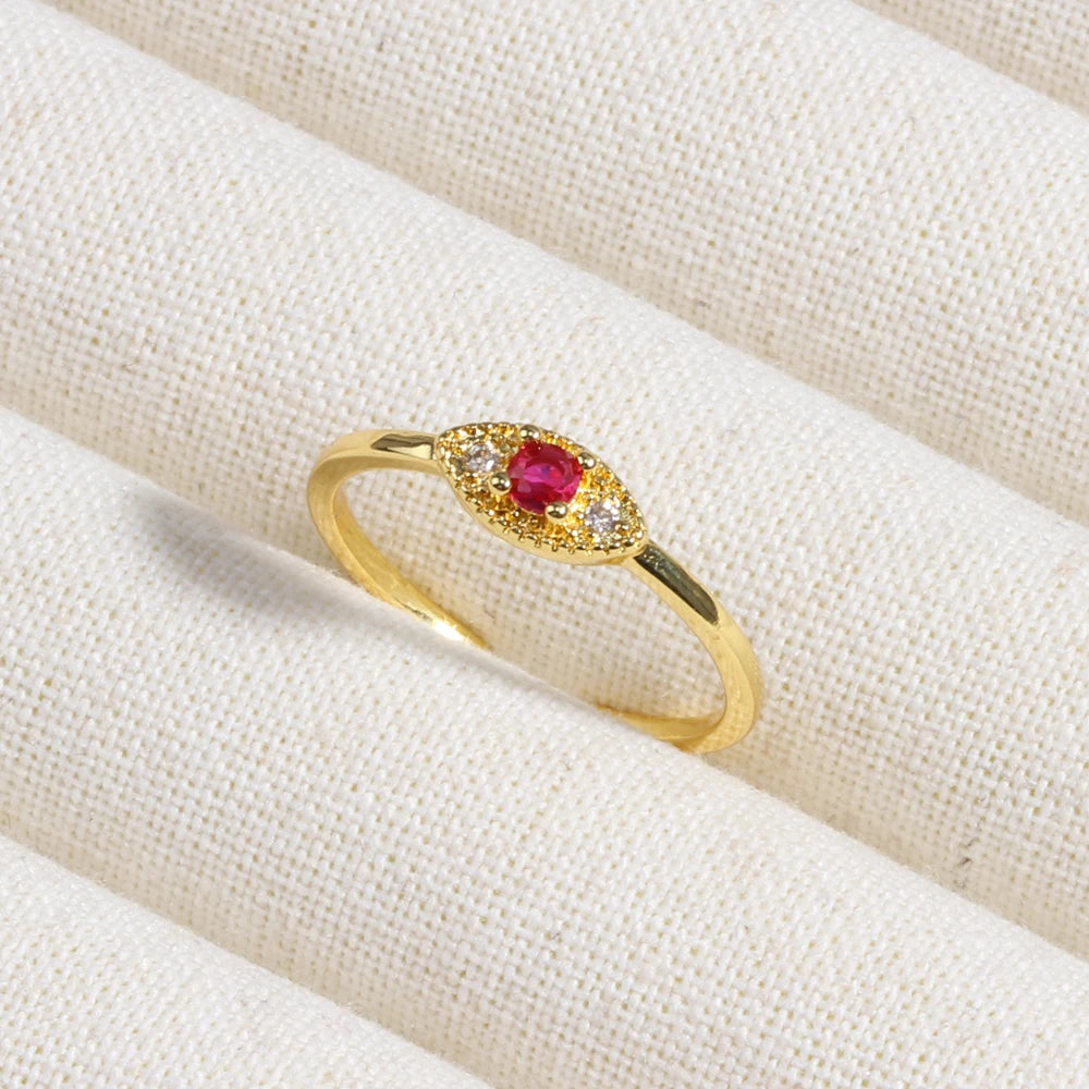 Rose Red Zircon Rings For Women Minimalism 18K Gold Plated Finger Dainty Jewelry Valentine Gifts For Girlfriend anillos mujer