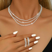 Elegant Women's Jewelry Set Zinc Alloy Chain Necklace Earrings Perfect for Weddings Parties Festivals All Season Wear