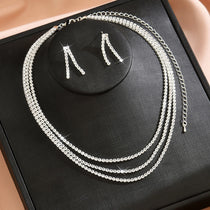 Elegant Women's Jewelry Set Zinc Alloy Chain Necklace Earrings Perfect for Weddings Parties Festivals All Season Wear