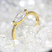 Wedding Rings For Women Simple Elegant Oval Zircon Light Gold Color Party Finger Ring Gift Fashion Jewelry R870