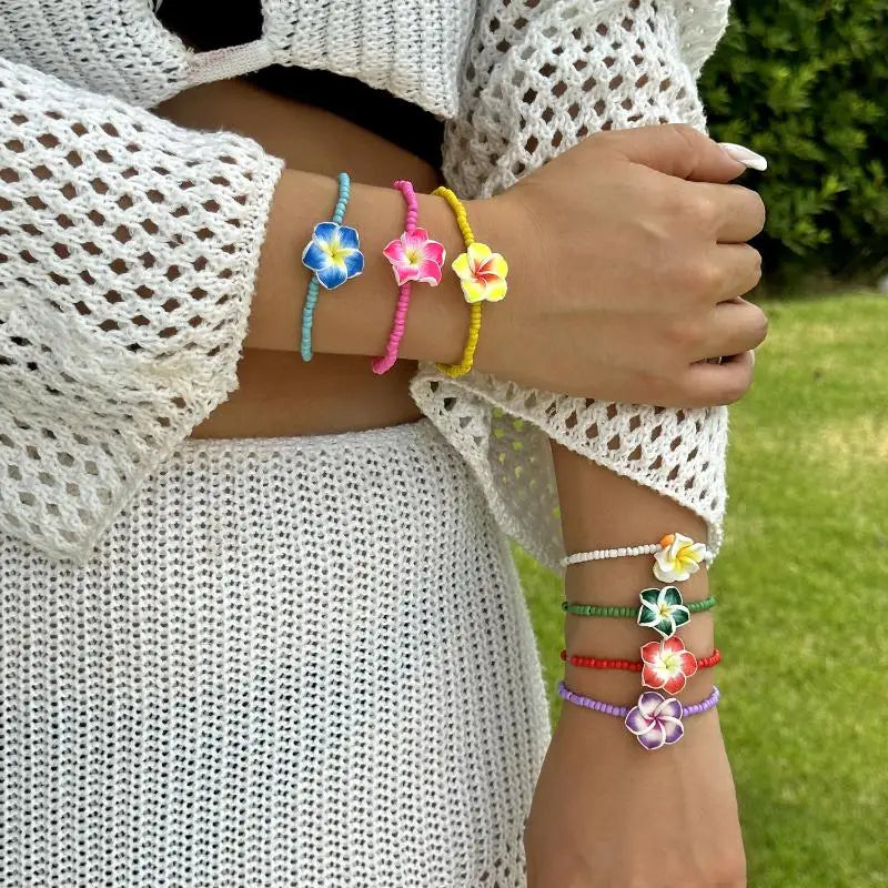 Handmade Bohemian Bracelet for Women Colorful Flower Charms Beaded Bangles  Gift for Vacation Beach Style Secondary image