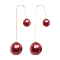 Fashion Earrings for Women U-Shaped Double Sided Faux Pearl Gold Plated Ear Dangle Jewelry
