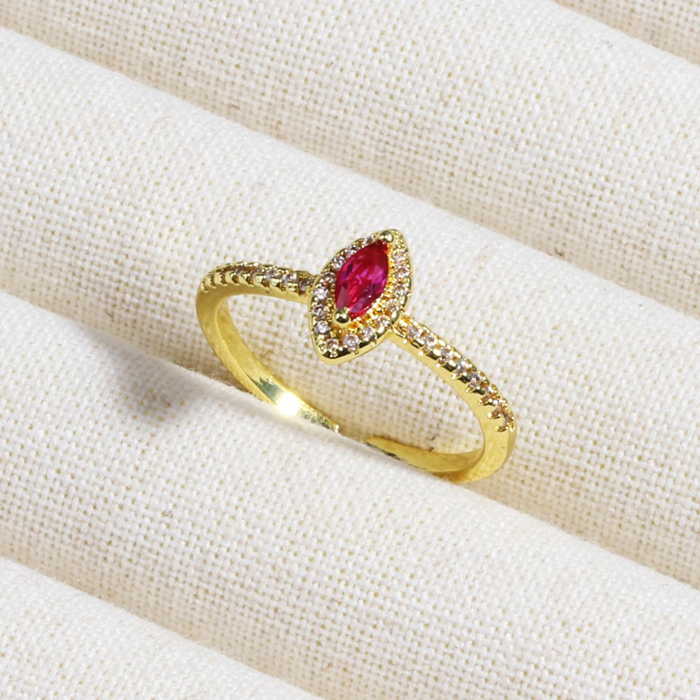 Rose Red Zircon Rings For Women Minimalism 18K Gold Plated Finger Dainty Jewelry Valentine Gifts For Girlfriend anillos mujer