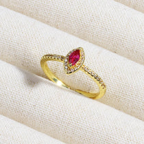 Rose Red Zircon Rings For Women Minimalism 18K Gold Plated Finger Dainty Jewelry Valentine Gifts For Girlfriend anillos mujer