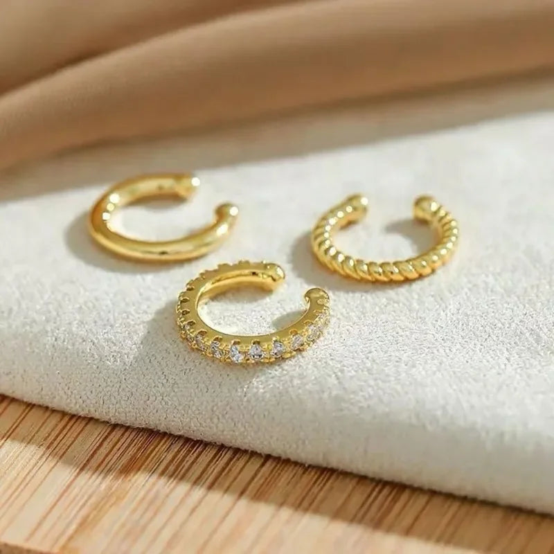 Ear Cuff Earrings for Women Non Piercing 14K Gold Plated Trend Cubic Zirconia Earrings Daily Wear Jewelry