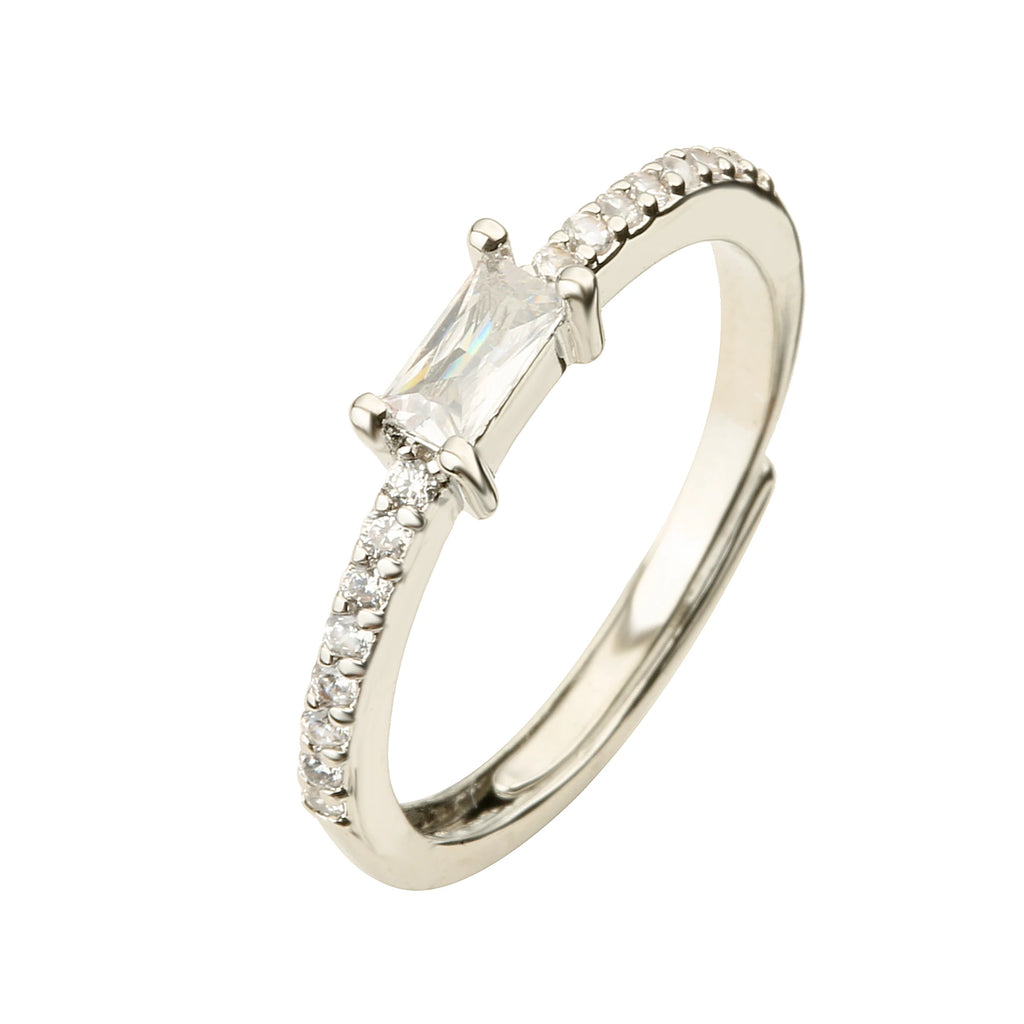 Simple Rectangle Ring For Women Female Cute Finger Rings Birthday Gift For Girlfriend Fashion Zircon Stone Jewelry
