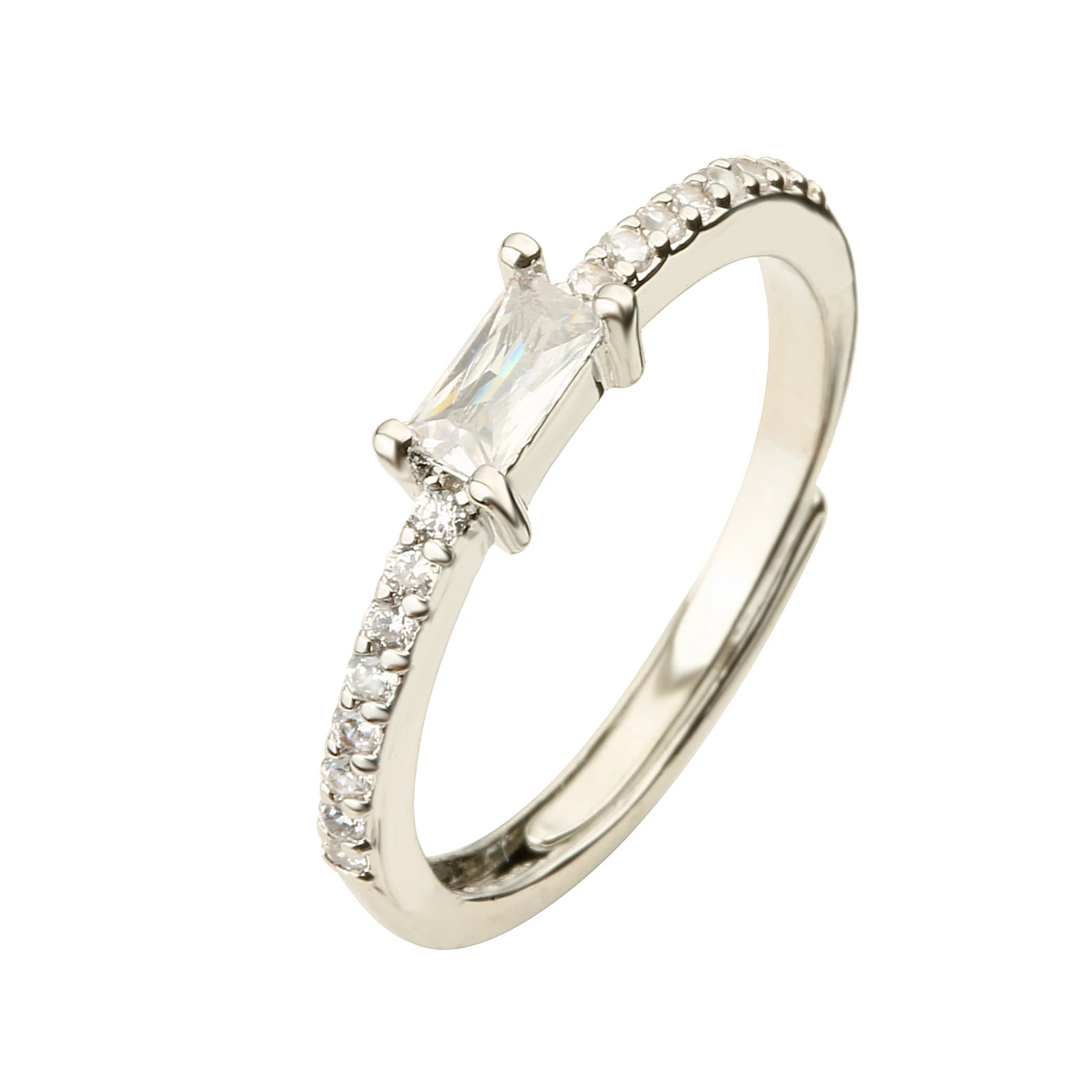 Simple Rectangle Ring For Women Female Cute Finger Rings Birthday Gift For Girlfriend Fashion Zircon Stone Jewelry