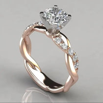 Wedding Ring For Women |Gold Plated Two-color Diamond Ring |  Engagement Ring