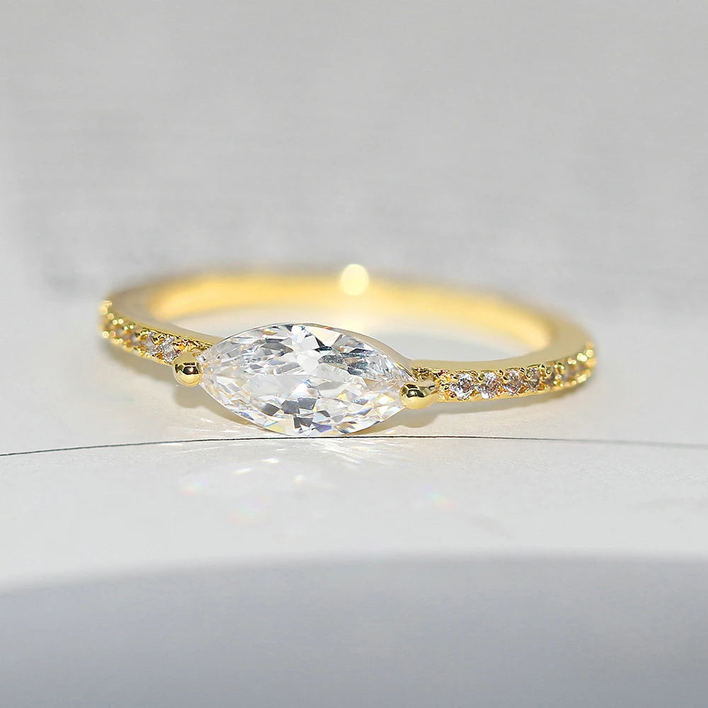 Wedding Rings For Women Simple Elegant Oval Zircon Light Gold Color Party Finger Ring Gift Fashion Jewelry R870