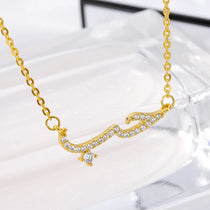 Luxury Shiny Crystal Arabic Love Pendant Necklace For Women Stainless Steel Chain Fashion Vintage Necklace Jewelry Couple Gifts