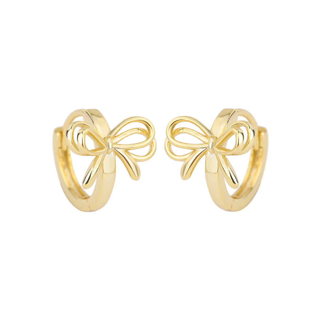Bow Hoop Earrings for Women Girls, Double Bowknot Huggies Ear Jewelry