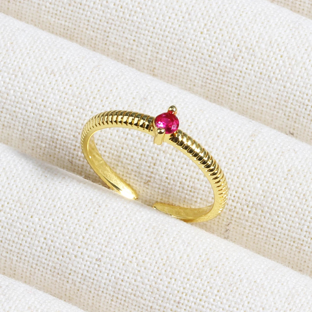 Rose Red Zircon Rings For Women Minimalism 18K Gold Plated Finger Dainty Jewelry Valentine Gifts For Girlfriend anillos mujer