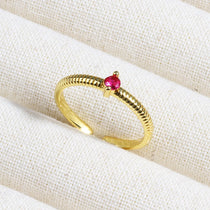 Rose Red Zircon Rings For Women Minimalism 18K Gold Plated Finger Dainty Jewelry Valentine Gifts For Girlfriend anillos mujer