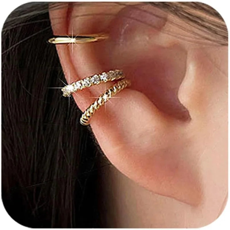 Ear Cuff Earrings for Women Non Piercing 14K Gold Plated Trend Cubic Zirconia Earrings Daily Wear Jewelry