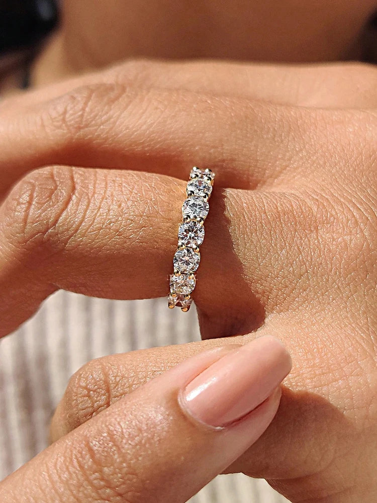 925 Sterling Silver Round Zircon Shiny Gorgeous Rings For Women Engagement Wedding High Quality Fine Jewelry