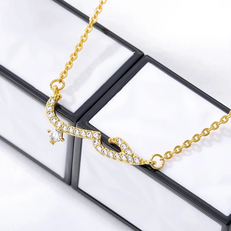 Luxury Shiny Crystal Arabic Love Pendant Necklace For Women Stainless Steel Chain Fashion Vintage Necklace Jewelry Couple Gifts