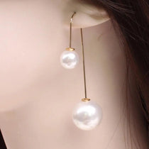 Fashion Earrings for Women U-Shaped Double Sided Faux Pearl Gold Plated Ear Dangle Jewelry