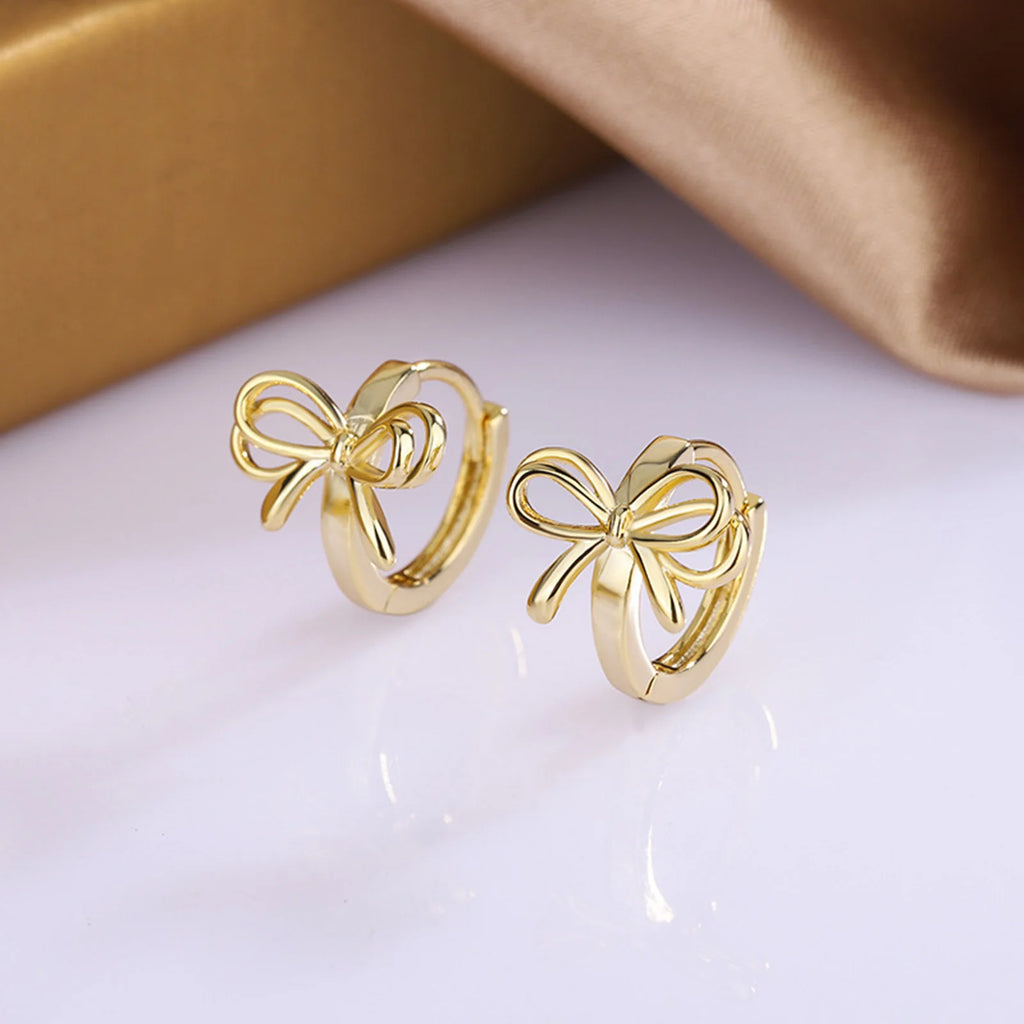 Bow Hoop Earrings for Women Girls, Double Bowknot Huggies Ear Jewelry