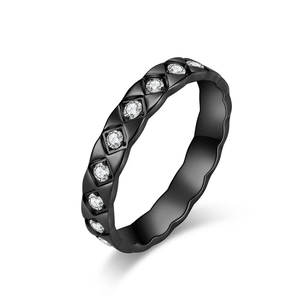 Stainless Steel Rings for Women Elegant Shinnying Zircon Charming Simple Stacking Rhombus Engagement Wedding Jewelry Lover Gifts