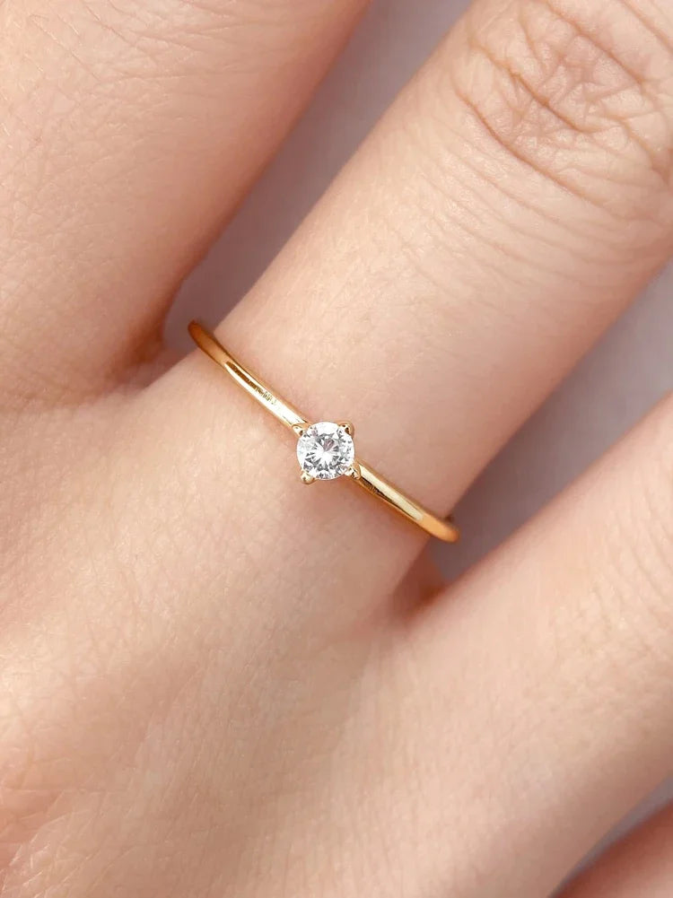 925 Sterling Silver Zircon Simple Round Rings for Women Gift Original Wedding Ring High Quality Gold Color Fine Jewelry