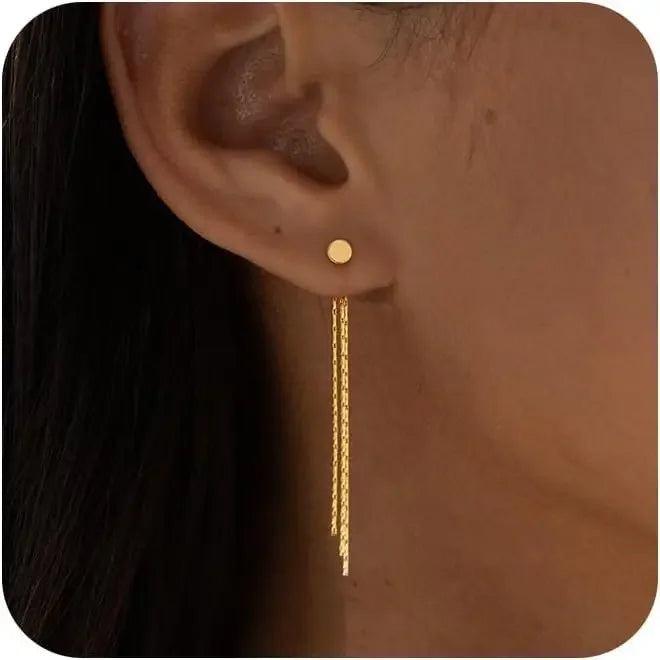 Gold Earrings for Women, 14K Dangle Earrings for Women Trend, Hypoallergenic Long Tassel Drop Chain Delicate Elegant Earrings