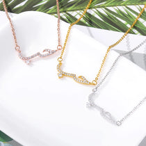 Luxury Shiny Crystal Arabic Love Pendant Necklace For Women Stainless Steel Chain Fashion Vintage Necklace Jewelry Couple Gifts
