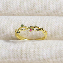 Rose Red Zircon Rings For Women Minimalism 18K Gold Plated Finger Dainty Jewelry Valentine Gifts For Girlfriend anillos mujer