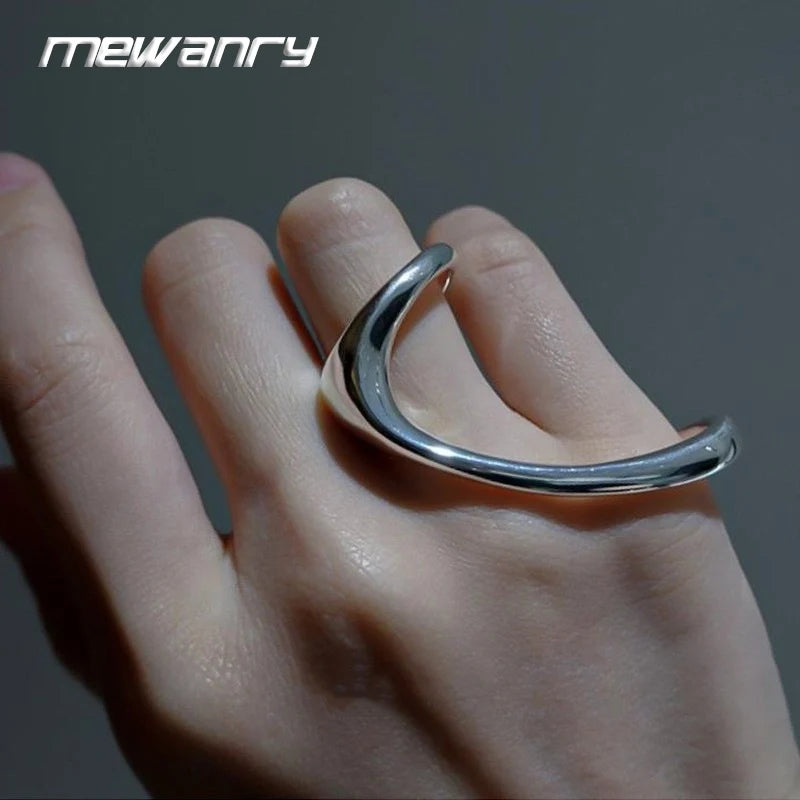 Mewanry Two-Finger Rings For Women Couples Minimalist Creative Vintage Trendy Personality Chic Birthday Jewelry Accessories Gift Main image