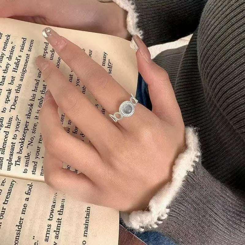 925 Sterling Silver Rings For Women Elegant Jewelry Blue Zircon Lace Open Accessories Engagement Jewellery Allergy