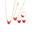 Necklace Earrings Bracelet Ring Jewelry Set for Women Wedding Party Sweet Jewelry Red Enamel Oil Butterfly Charms Accessories