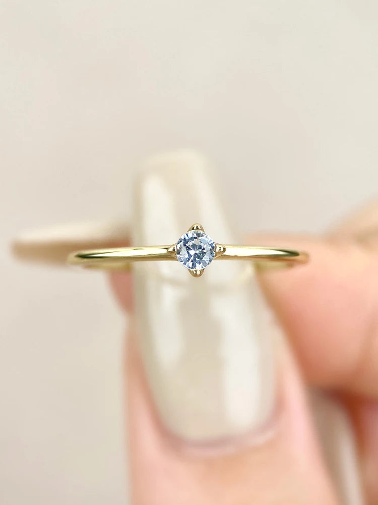 925 Sterling Silver Zircon Simple Round Rings for Women Gift Original Wedding Ring High Quality Gold Color Fine Jewelry