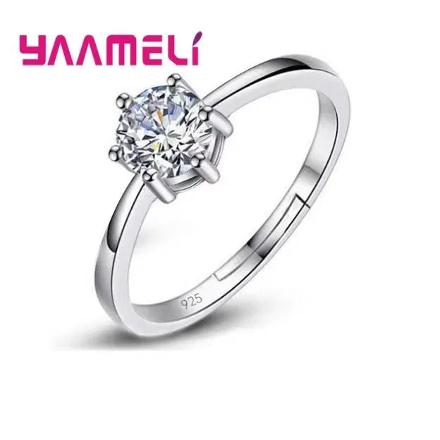 Fine Wedding Rings for Men Women Gift S925 Sterling Silver Color Austrian Crystal Engagement Proposal Ring Jewelry Bague Femme Secondary image