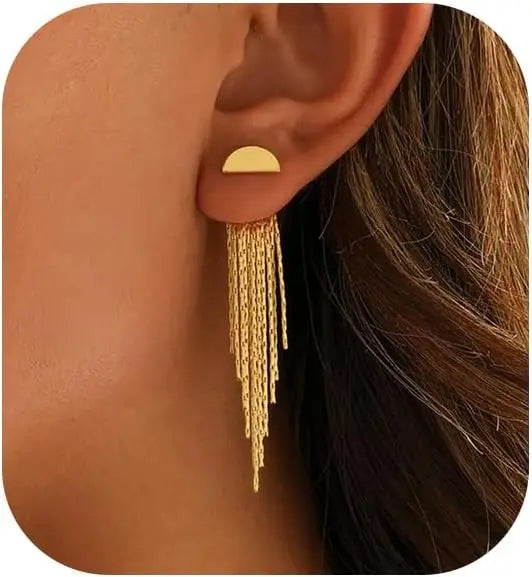 Gold Earrings for Women, 14K Dangle Earrings for Women Trend, Hypoallergenic Long Tassel Drop Chain Delicate Elegant Earrings