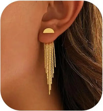 Gold Earrings for Women, 14K Dangle Earrings for Women Trend, Hypoallergenic Long Tassel Drop Chain Delicate Elegant Earrings