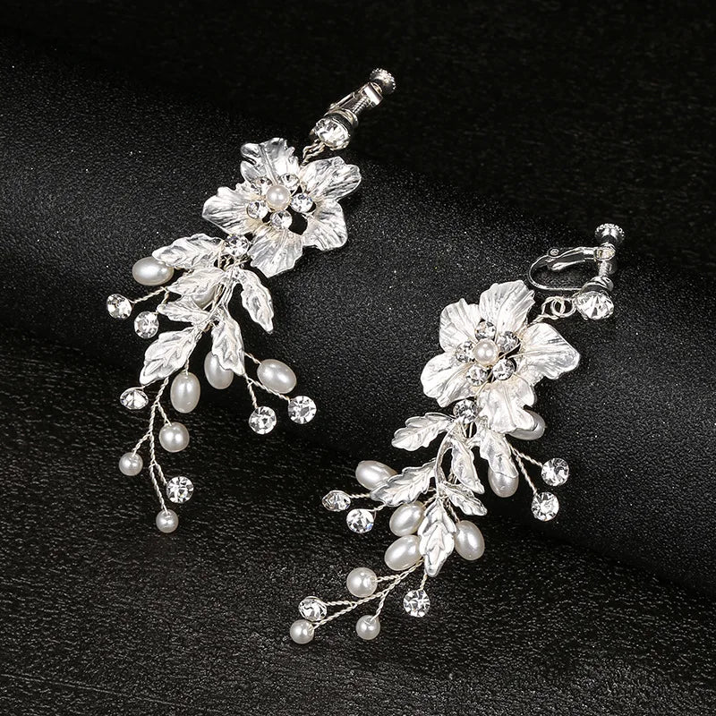 Elegant Floral Earrings for Women Pearl & Crystal Bridal Jewelry - Bohemian Wedding Accessories - Luxury Everyday To Formal Wear