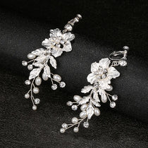 Elegant Floral Earrings for Women Pearl & Crystal Bridal Jewelry - Bohemian Wedding Accessories - Luxury Everyday To Formal Wear