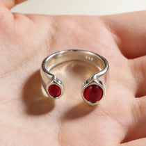 925 Sterling Silver Rings for Women Couple Minimalist Handmade Red Zirocon Ring Fine Jewelry Gift Prevent Allergy