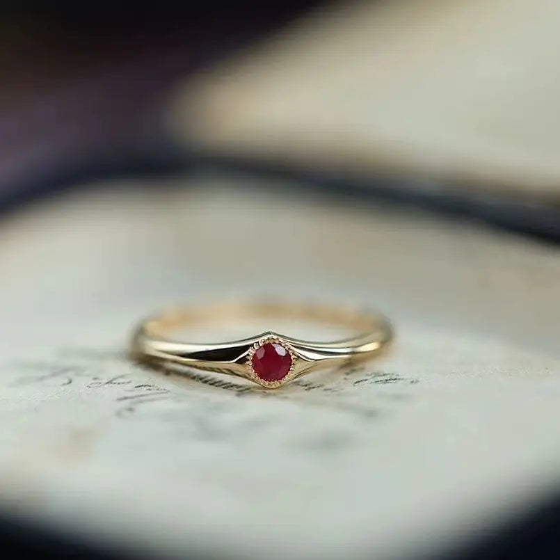 Classic Art Ruby rings for women Slim Stacked Style Light Luxury Retro fine Red Ring Suitable for Daily Wearing Jewelry Gifts