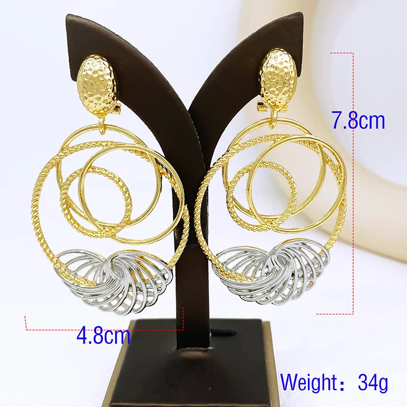 Earrings For Women Luxury  Hollow Out Drop Earrings Wedding Party Gift Women Accessories Daily Wear 2PCS Set