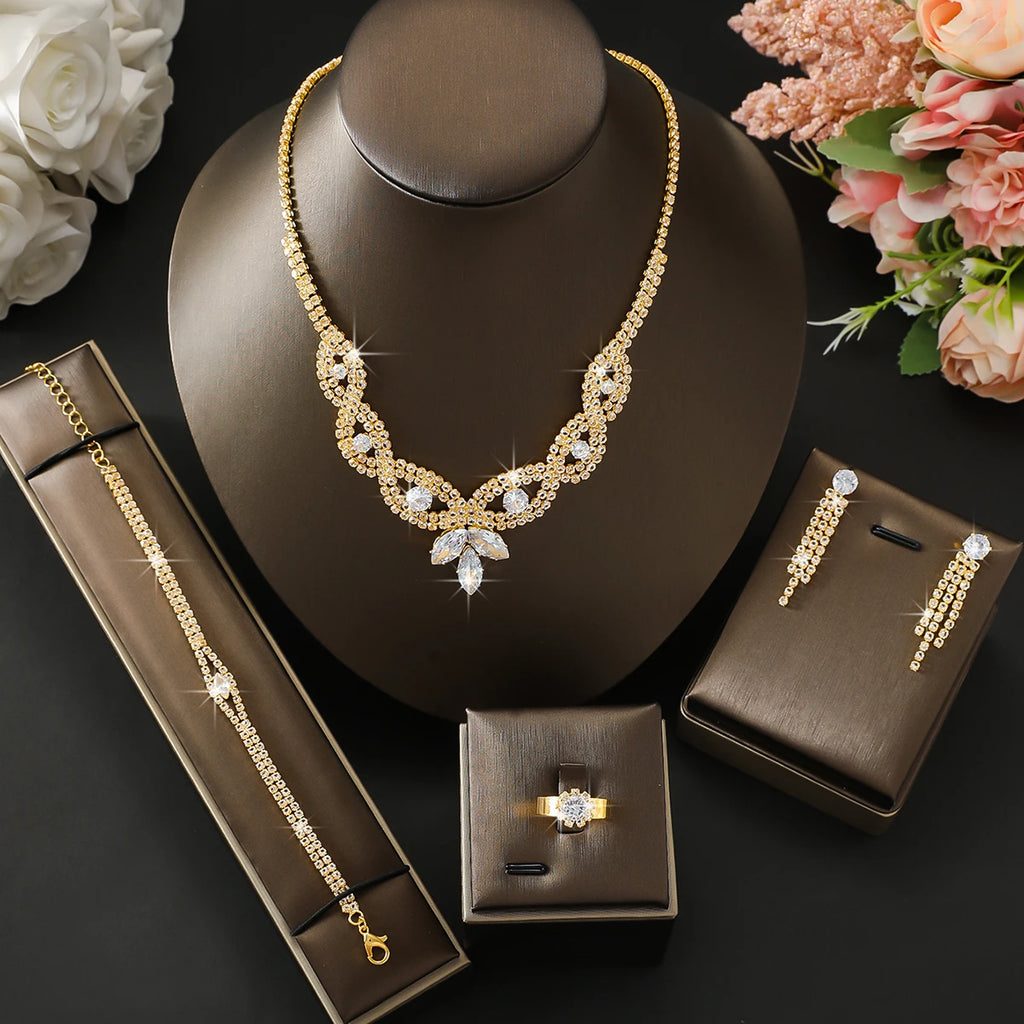 Elegant, exquisite, exaggerated necklace, earring, bracelet, ring, jewelry set, bridal and red carpet event styling accessories