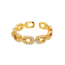 Zircon Round Rings For Women Punk Rock Chain Round Open Adjusted Stainless Steel Ring Accessories Jewelry Gift Bijoux Femme