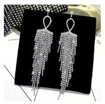 Earrings for women crystal oorbellen hangers statement chain pendientes largos ear circle tassel trendy geometric Euro-American