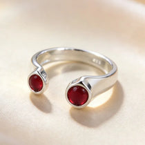 925 Sterling Silver Rings for Women Couple Minimalist Handmade Red Zirocon Ring Fine Jewelry Gift Prevent Allergy